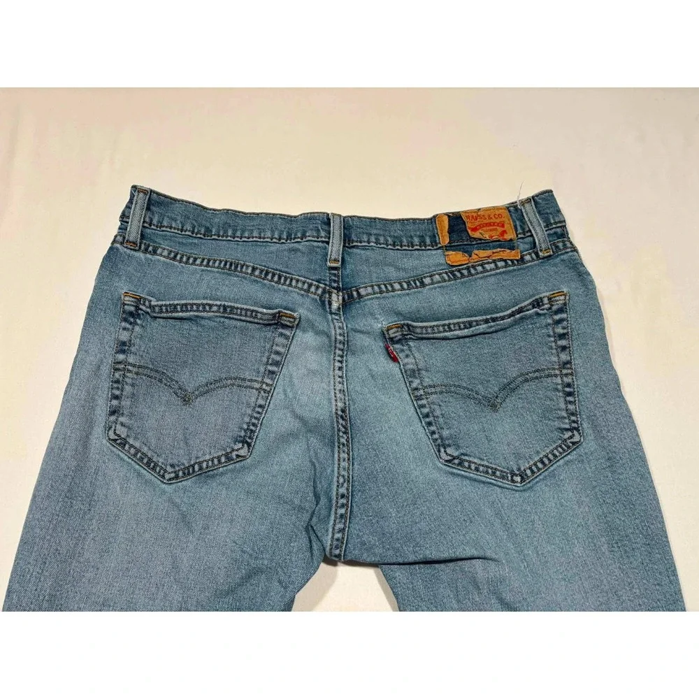 Levis 514 Straight Leg Mens Light‎ Wash Distressed Blue Denim Jeans 36x30